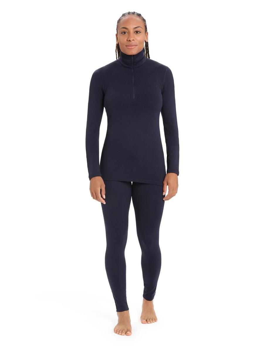 Midnight Navy Women's Icebreaker Merino 260 Tech Long Sleeve Half Zip Thermal Top Base Layers | USA 1914DFMN